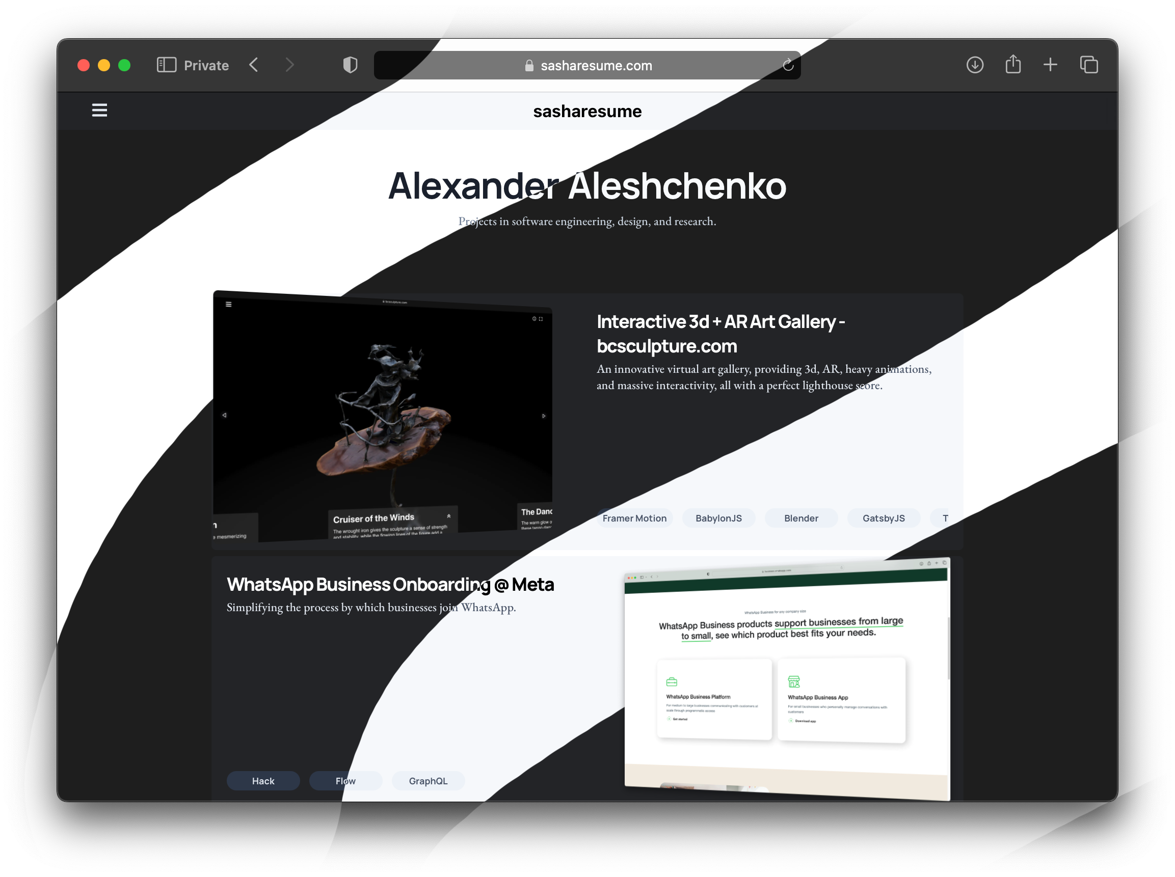 sasharesume - light vs dark themes