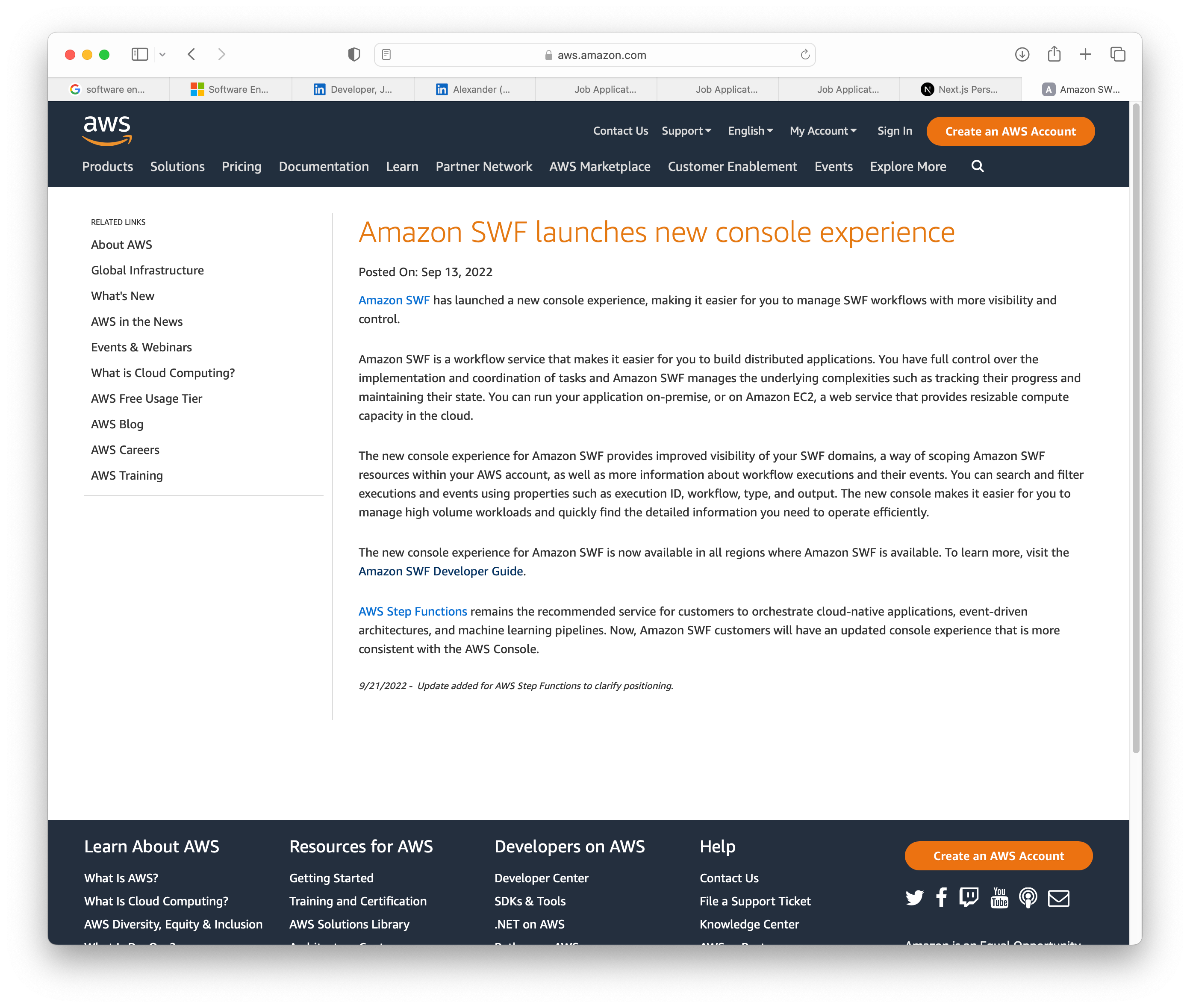 Cover image from AWS Simple Workflow Console @ Amazon